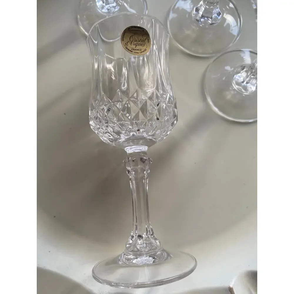 Vintage Cristal D’Arques Durand Glasses Longchamp pattern Set of 4 Crystal